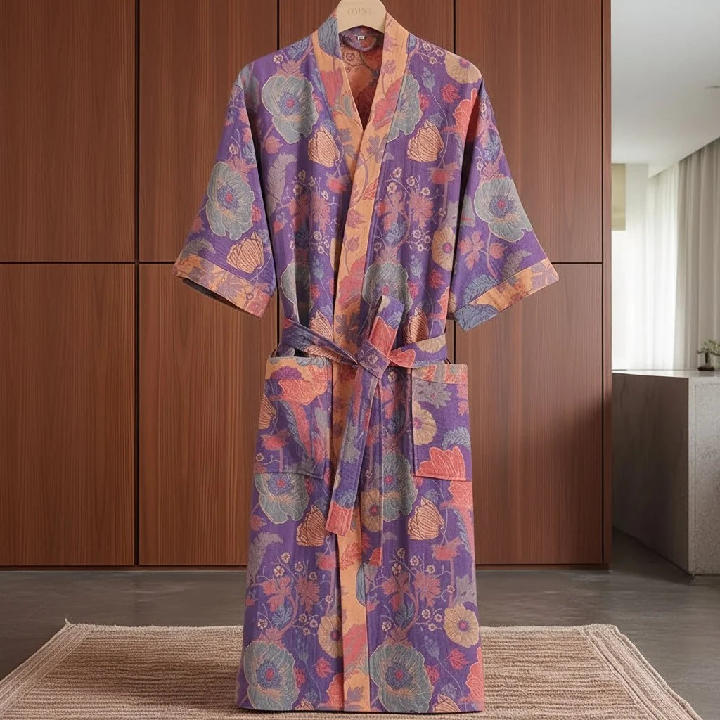 LEAFKIMONO – Reversible Kimono Bathrobe made of Cotton for Natural Comfort