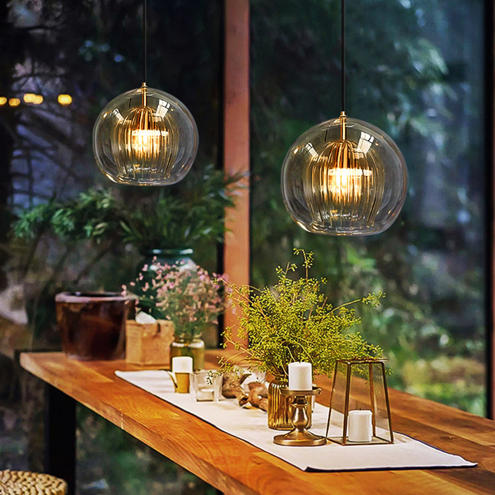 Maris Glass Globe Hanging Light — Clear & Amber