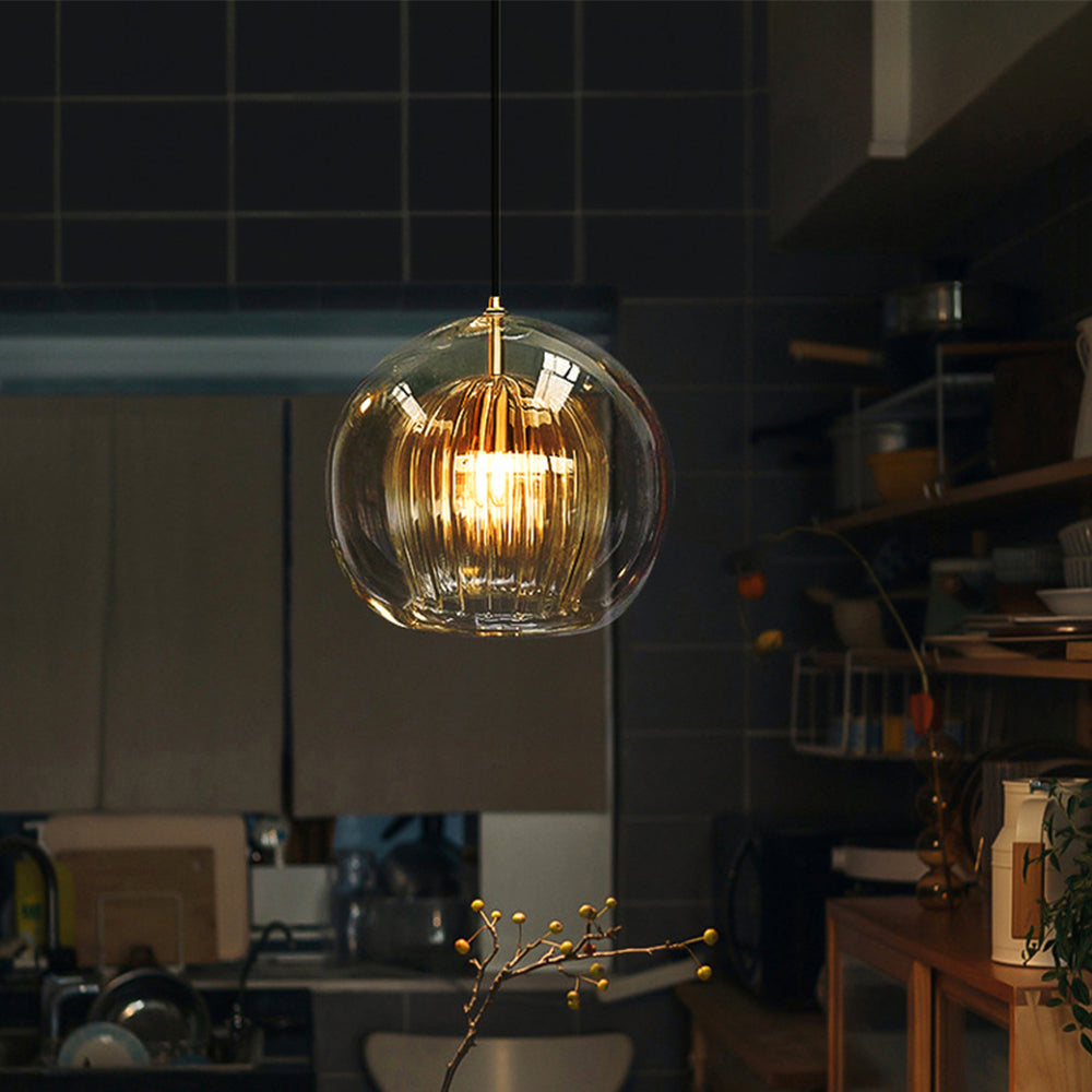 Maris Glass Globe Hanging Light — Clear & Amber