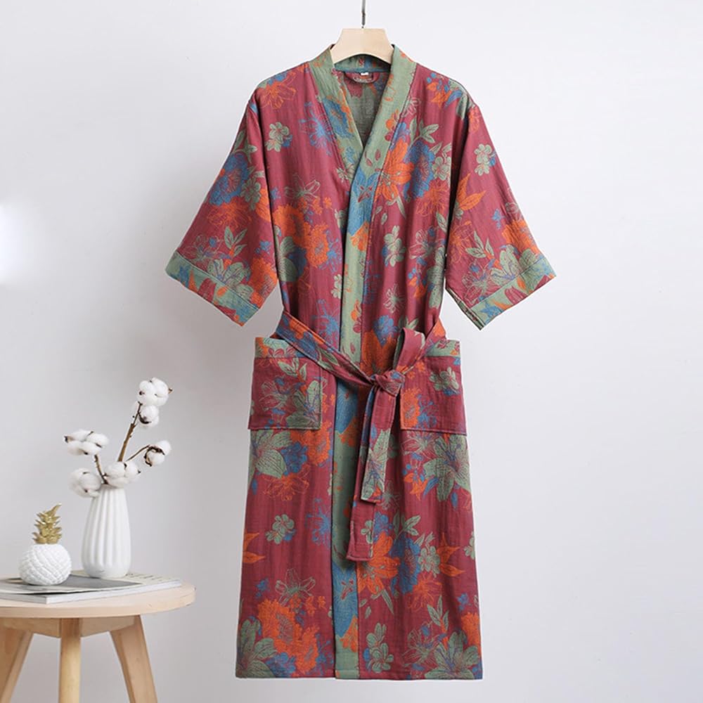 LEAFKIMONO – Reversible Kimono Bathrobe made of Cotton for Natural Comfort