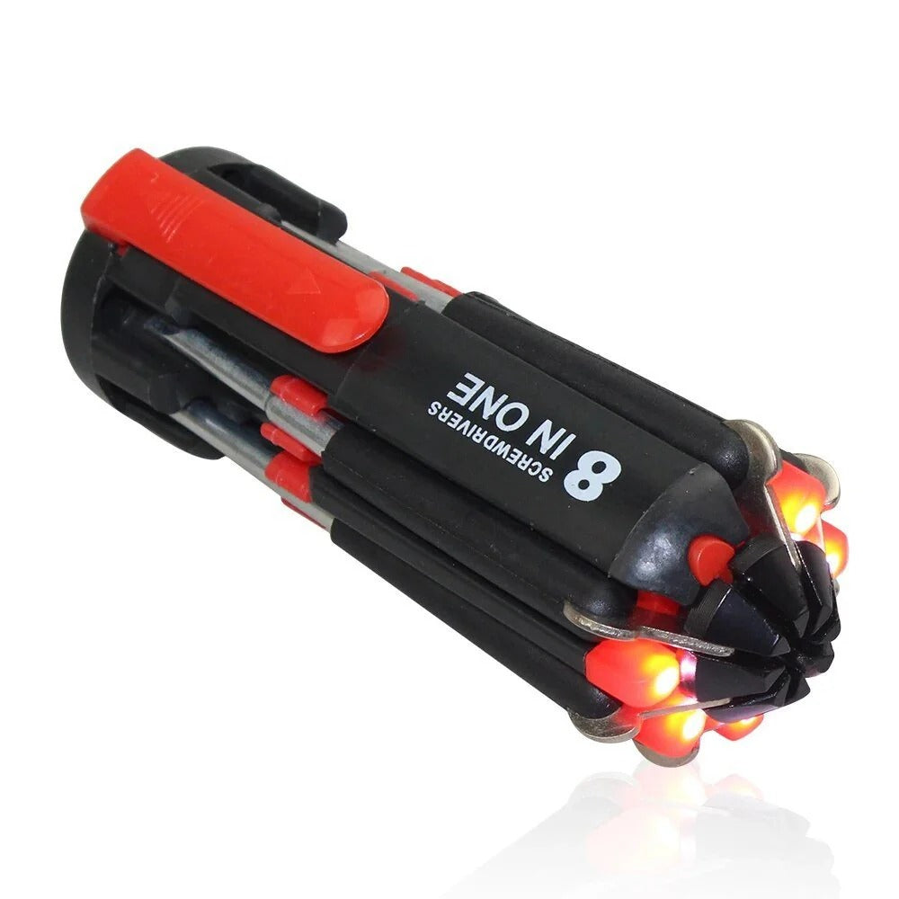 8-in-1 Screwdriver Multitool with Built-In LED Light, 125 x 50 x 220mm