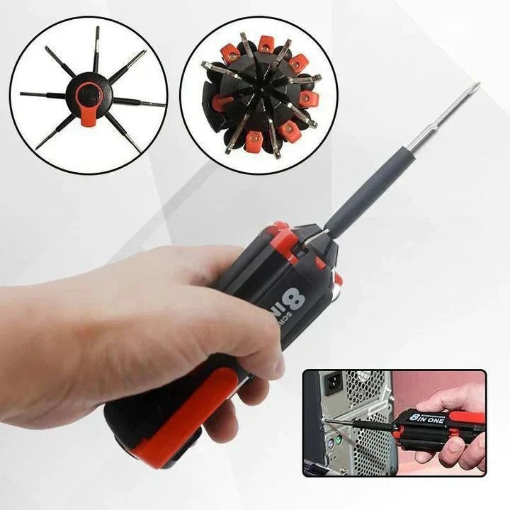 8-in-1 Screwdriver Multitool with Built-In LED Light, 125 x 50 x 220mm