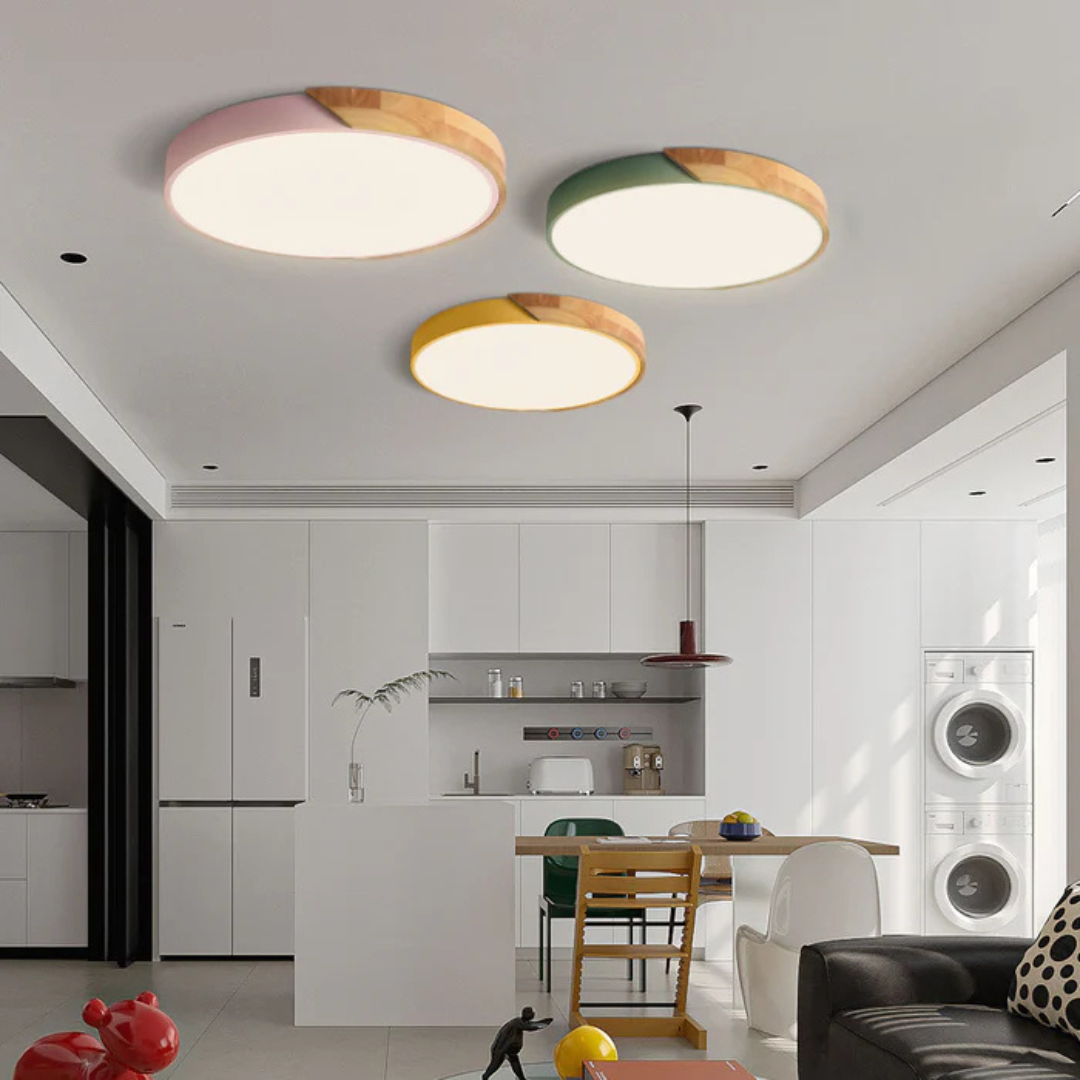 LED Plafondlamp met Scandinavisch Design van Hout & Acryl