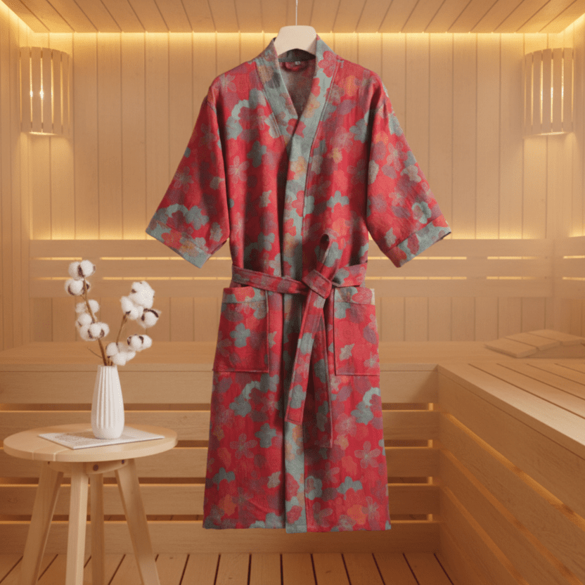 LEAFKIMONO – Reversible Kimono Bathrobe made of Cotton for Natural Comfort