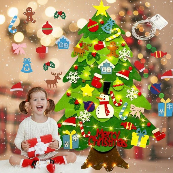 FILZTWINKLE – Interactive Felt Wall Tree with LED Lights and 30+ Ornaments