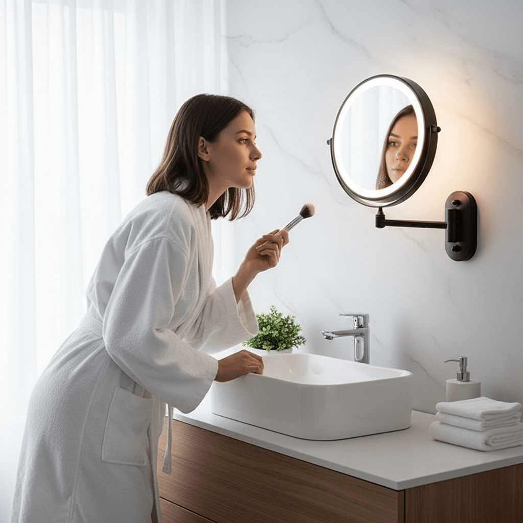 MAGNIFILUX – LED Magnifying Mirror with Adjustable Lighting and Rechargeable Battery