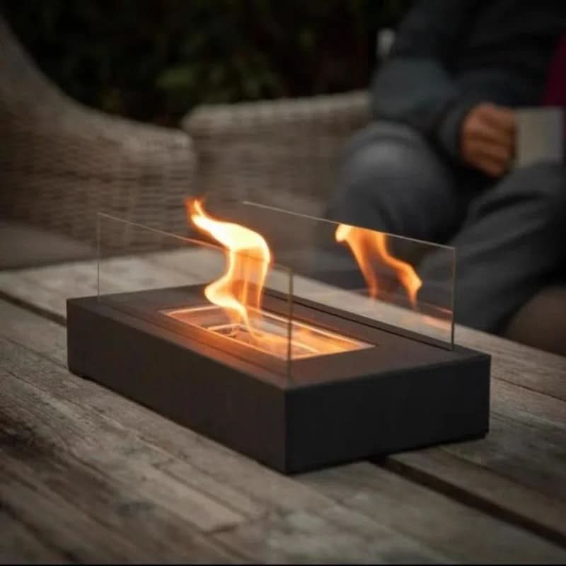 FLAMEGLOW – Portable Bioethanol Table Fireplace for Stylish Flame Ambiance