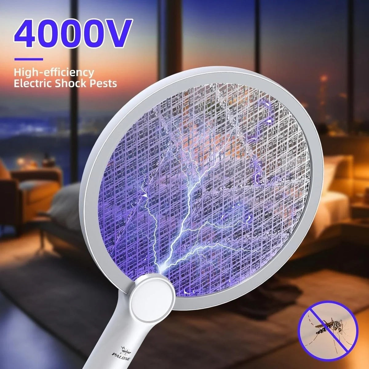Electric Bug Zapper Racket with USB Rechargeable Battery Pack