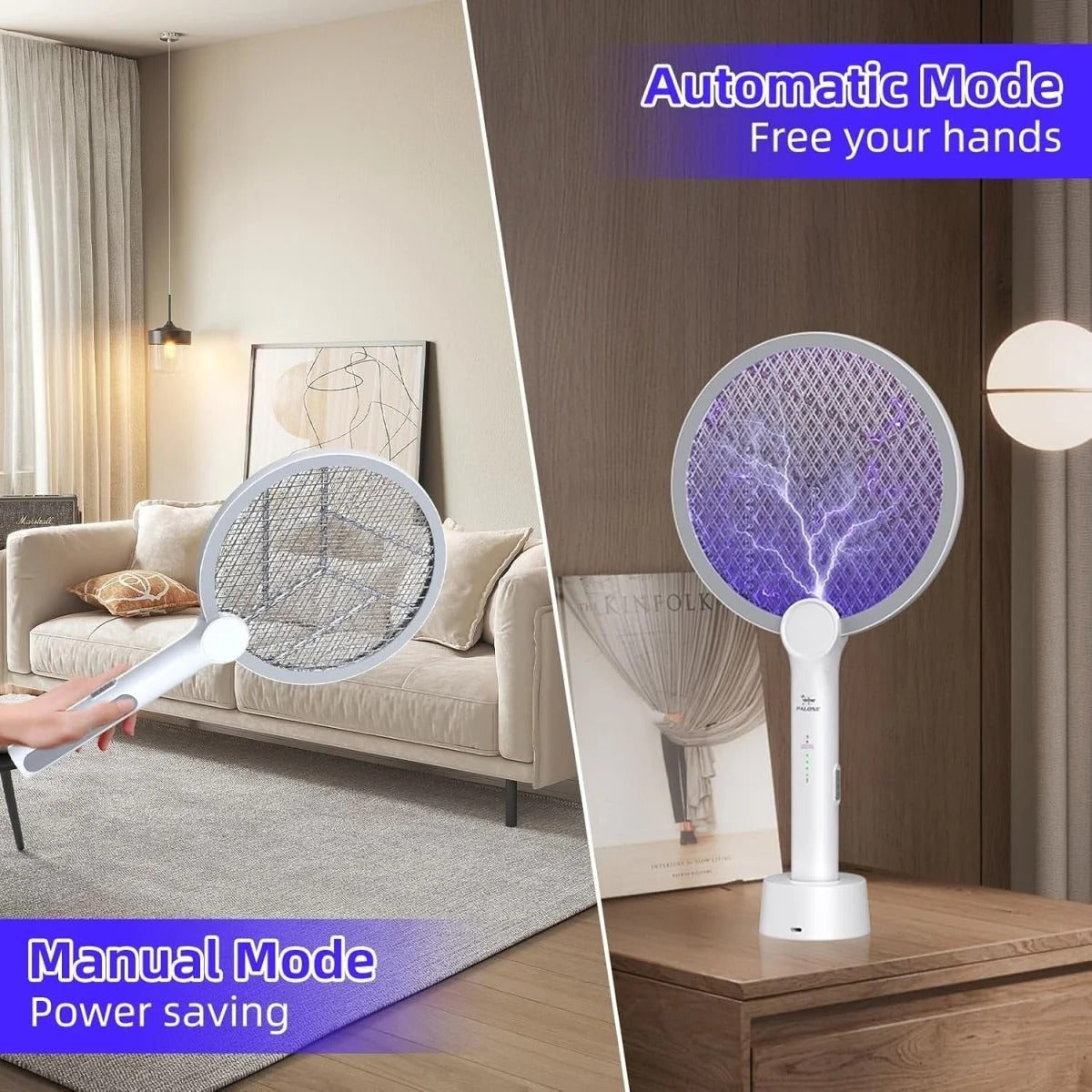 Electric Bug Zapper Racket with USB Rechargeable Battery Pack