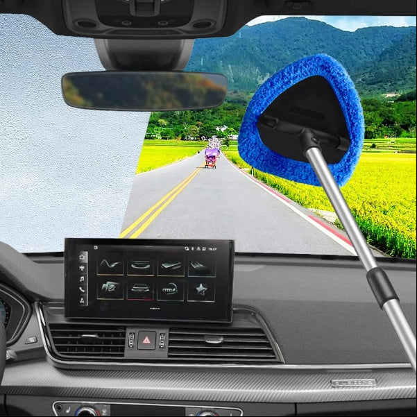 Extendable Windshield Cleaning Tool with Microfiber Cloths, 34-54 cm