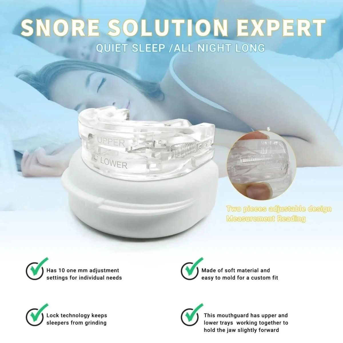 SNOREFREE PRO – Anti-Snoring Mouthpiece for Sleep Apnea & Snoring