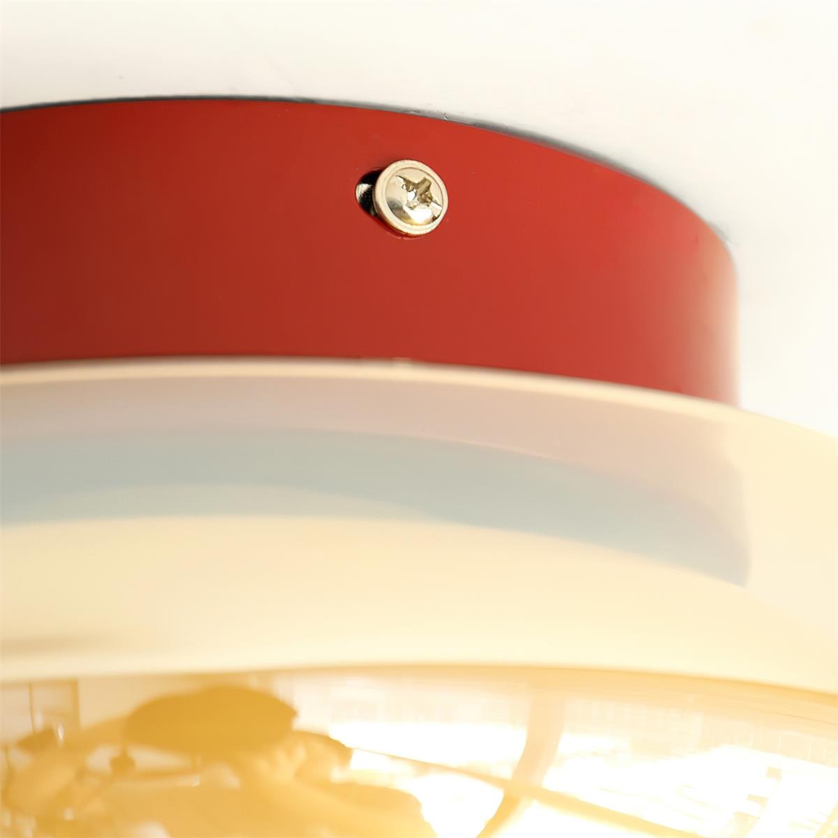 Flush Mount Ceiling Light Fixture with Amber Glass Shade and Integrated LED Vintage