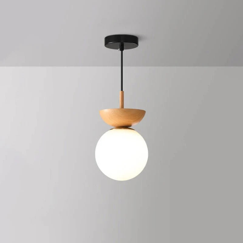 Flush Mount Ceiling Light | Wood & Glass 2-in-1