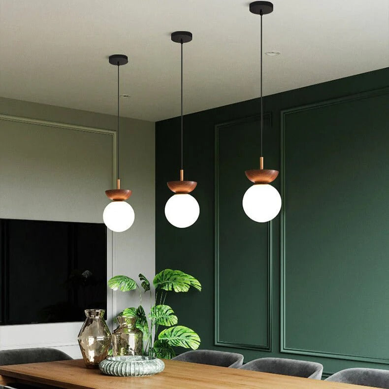 Flush Mount Ceiling Light | Wood & Glass 2-in-1
