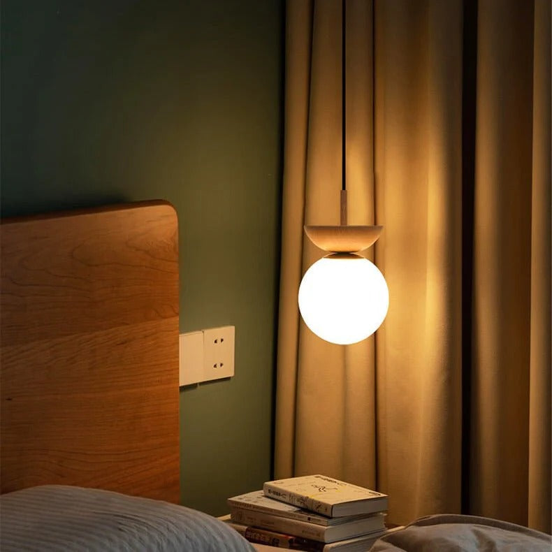 Flush Mount Ceiling Light | Wood & Glass 2-in-1