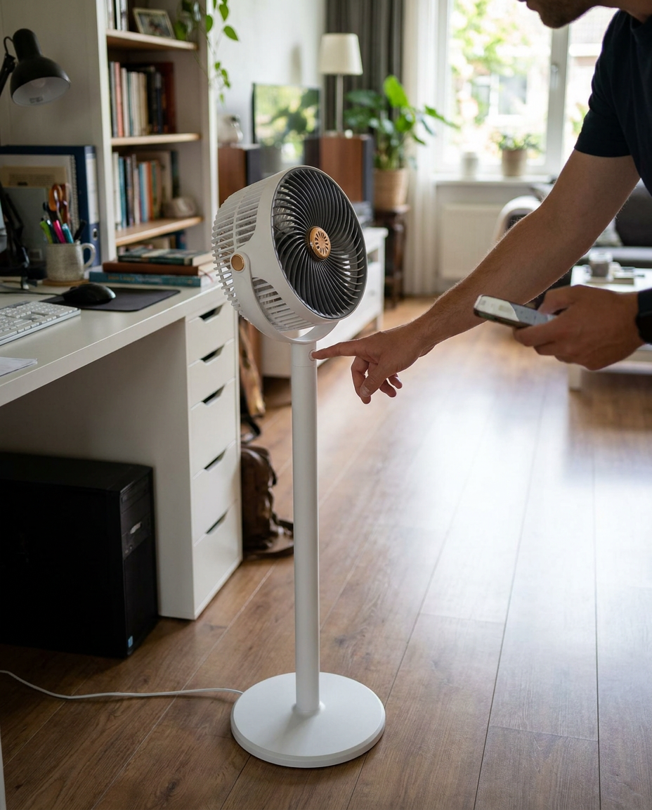 Standing Fan with 360-Degree Rotation and Remote