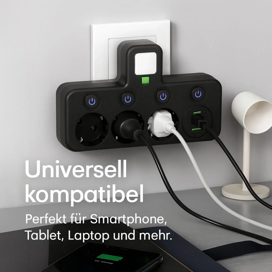 PowerGrid Power Strip – 3 Outlets with USB Ports and Switch