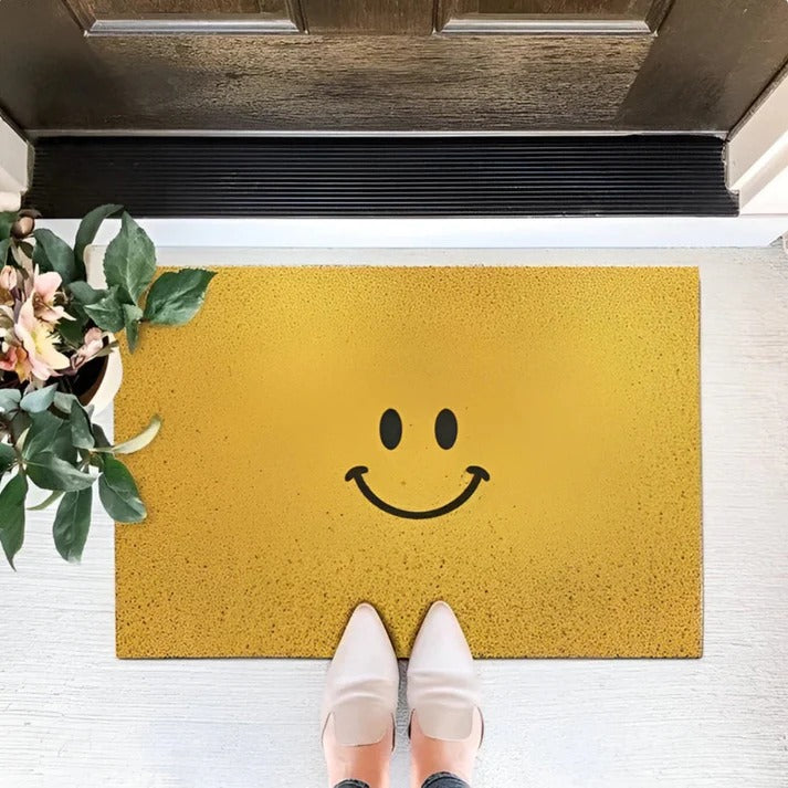 Playful Smiley Face Non Slip Indoor Outdoor Doormat for Entryway