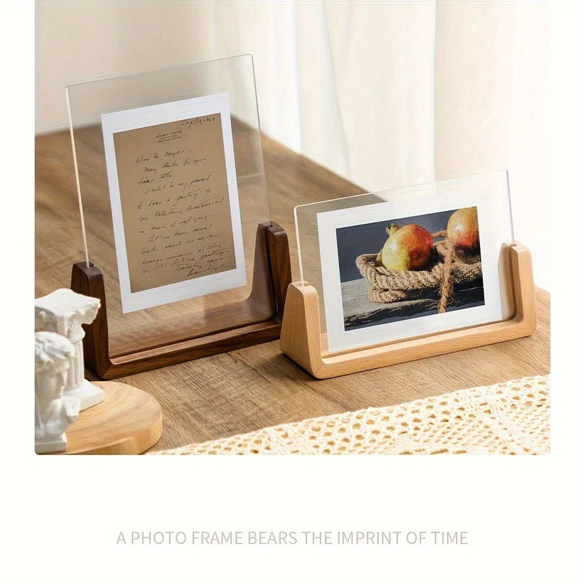 U-Shaped Acrylic and Wood Photo Frame