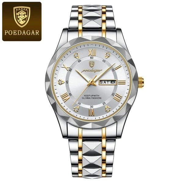Men's Analog Quartz Watch with Date Window & Luminous Hands