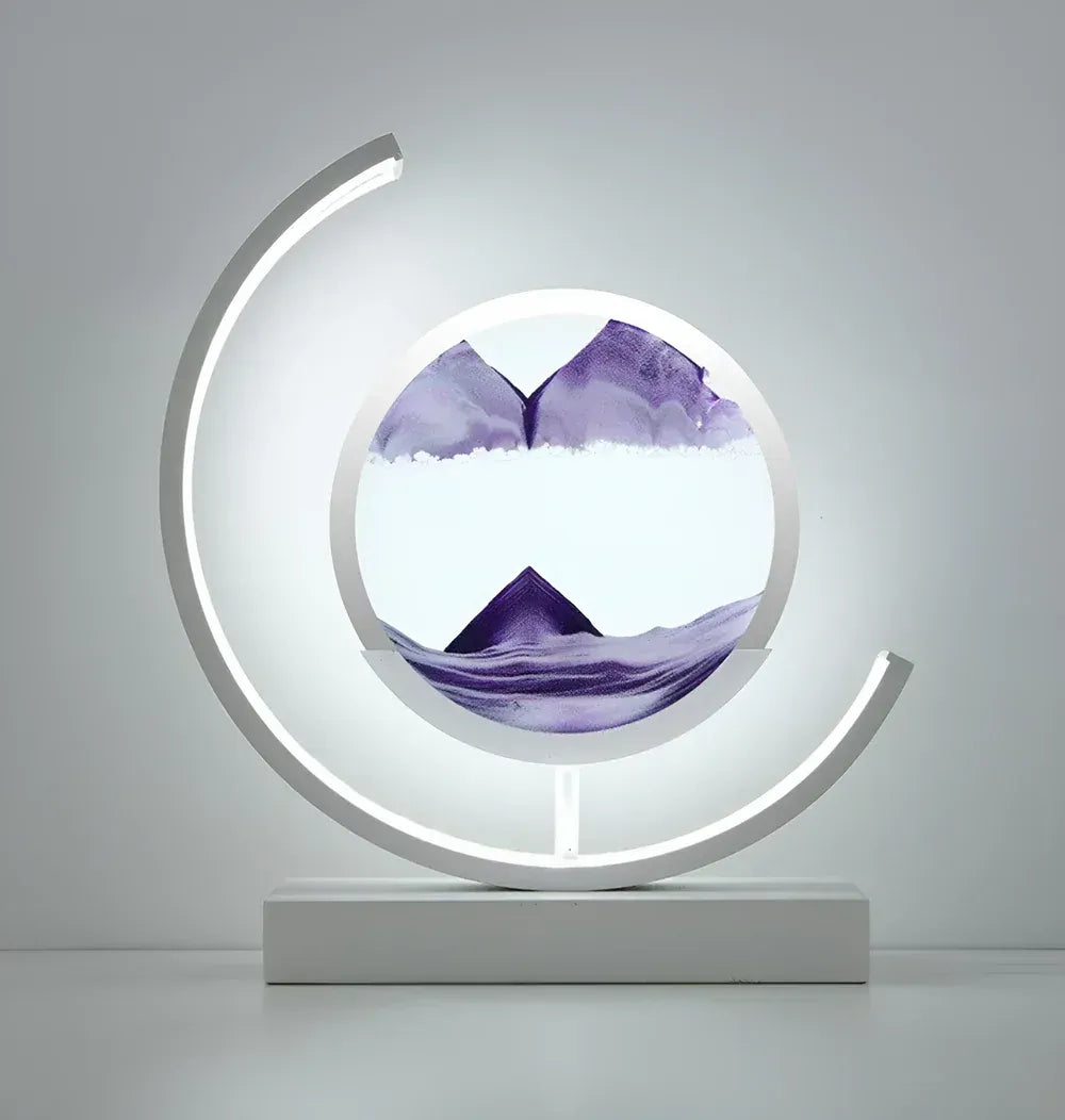 LED Sand Art Table Lamp with Circular Frame and Remote for Ambient Lighting