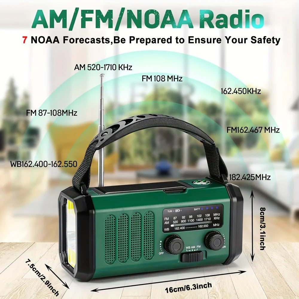 Emergency Crank Radio with Solar Panel and Power Bank