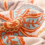 Boho Floral 100% Cotton Tassel Throw Blanket for Bedroom and Couch