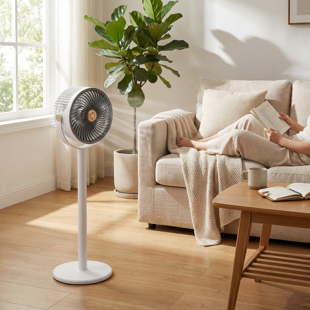 Standing Fan with 360-Degree Rotation and Remote