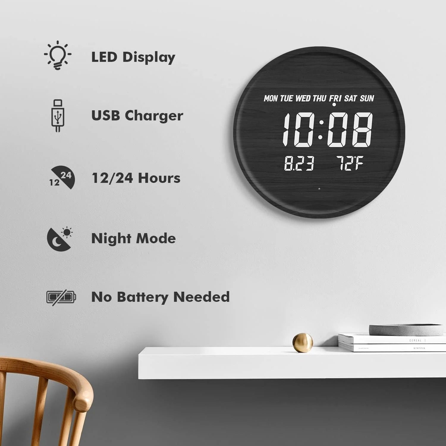 Digital LED Wall Clock