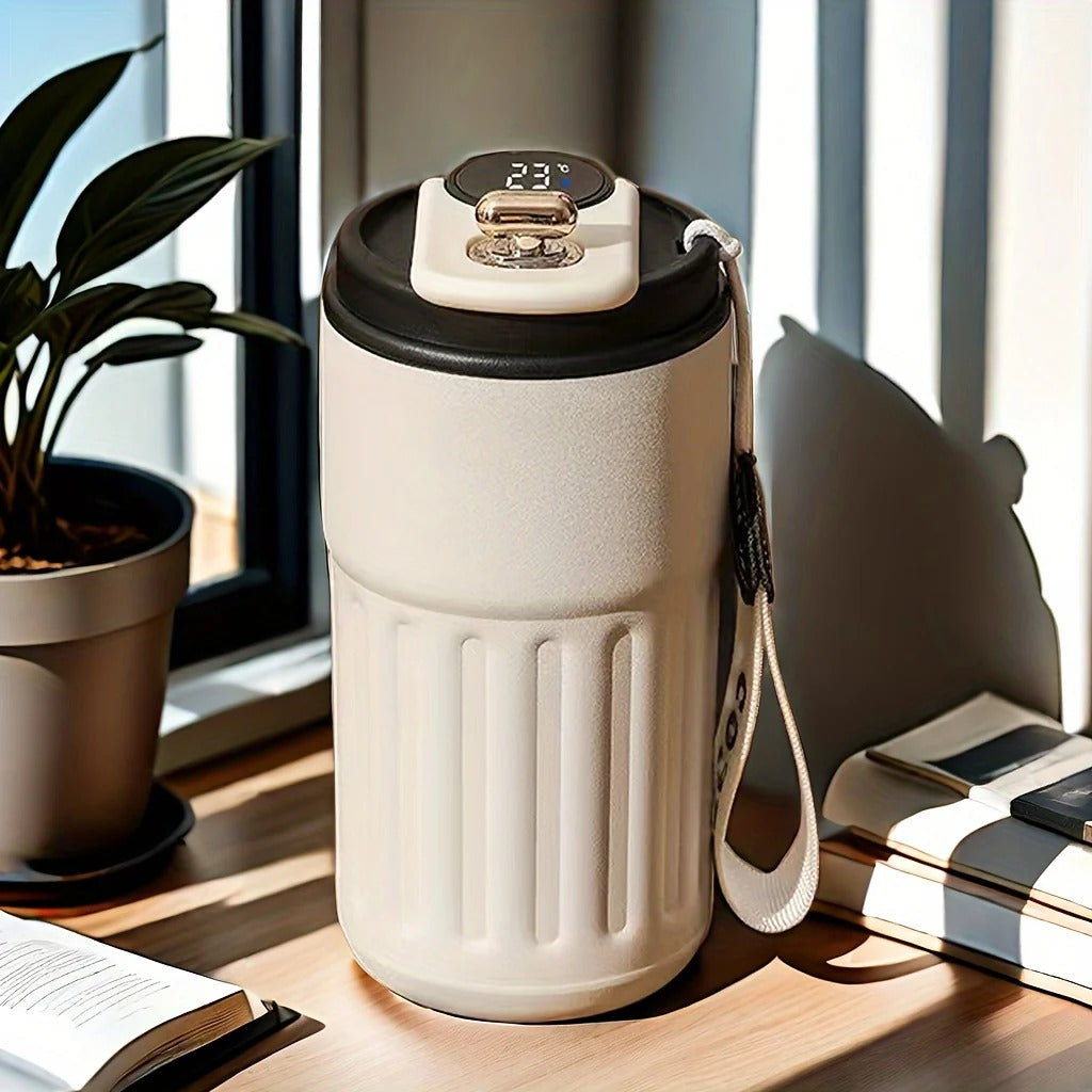 Insulated Stainless Steel Coffee Mug with Temperature Display