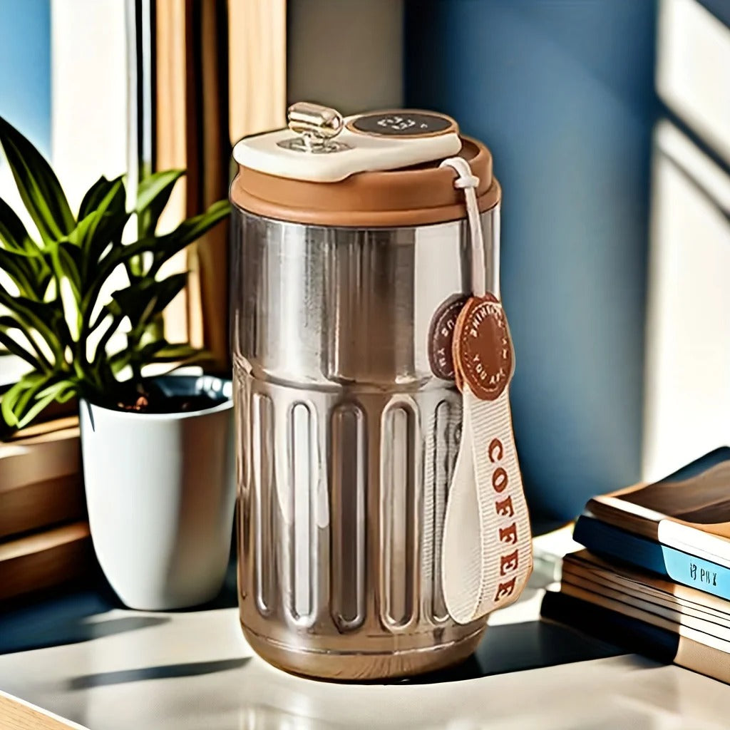 Insulated Stainless Steel Coffee Mug with Temperature Display