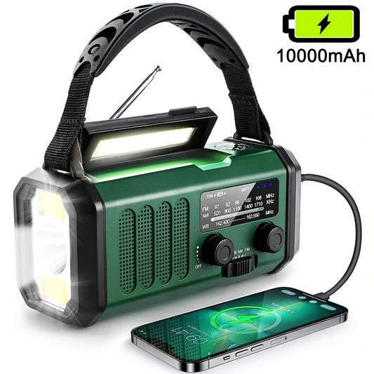 Emergency Crank Radio with Solar Panel and Power Bank