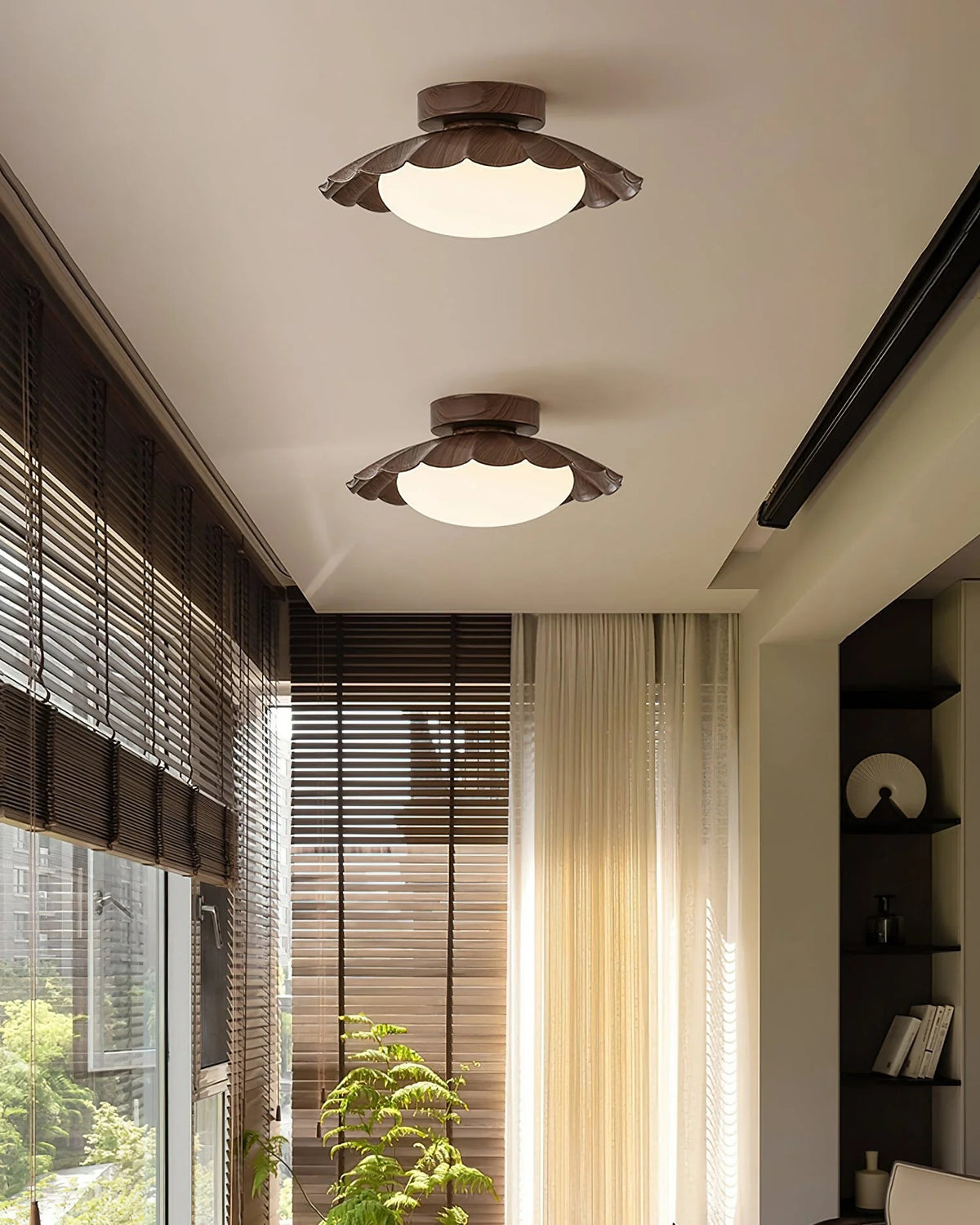 Flush Mount LED Ceiling Light — 9.8" Metal Scalloped Fixture 3000K