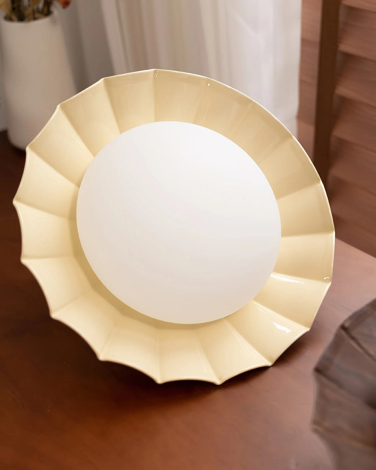 Flush Mount LED Ceiling Light — 9.8" Metal Scalloped Fixture 3000K