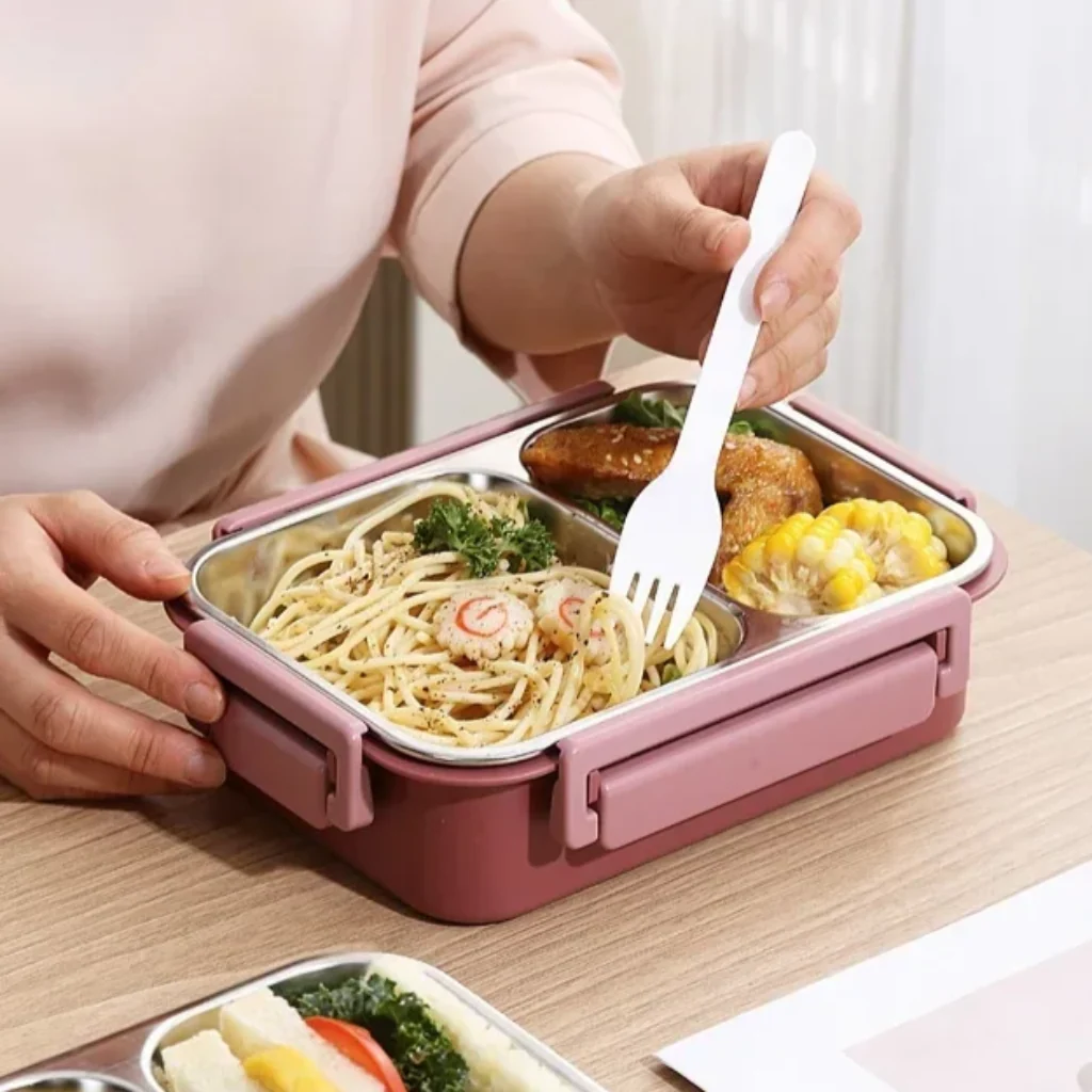 Stainless Steel Bento Lunch Box with Leakproof Compartments