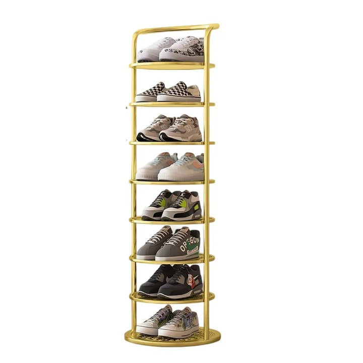 Modern Minimalist Round Carbon Steel Shoe Rack Tower for Entryways