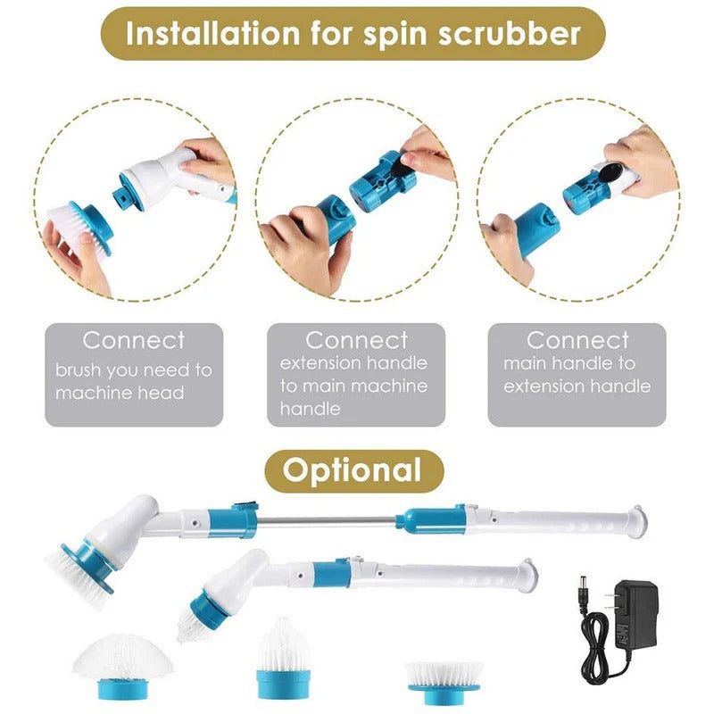 Cordless Spin Scrubber with 3 Brush Heads