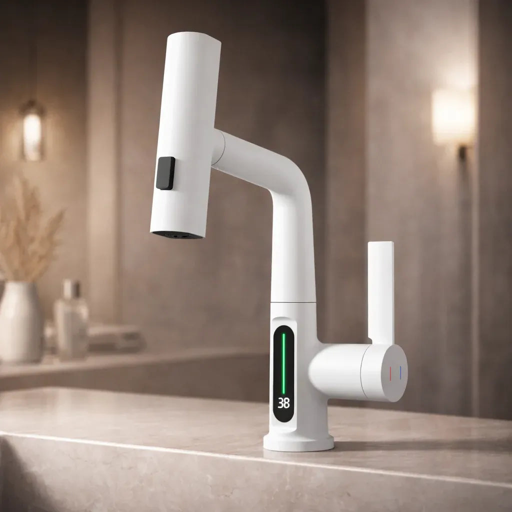 Pull-Out Kitchen Tap with LED Temperature Display