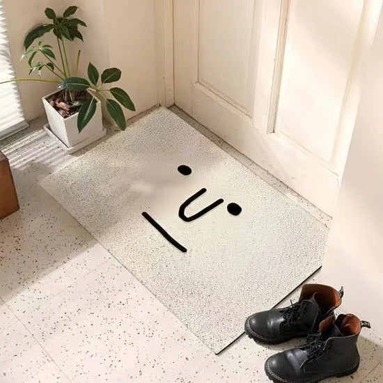 Playful Smiley Face Non Slip Indoor Outdoor Doormat for Entryway