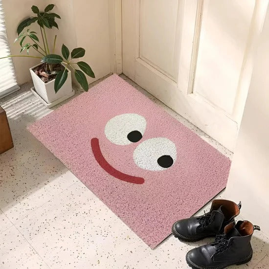 Playful Smiley Face Non Slip Indoor Outdoor Doormat for Entryway