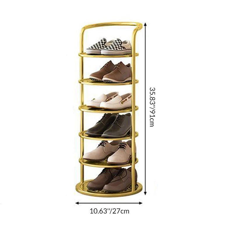 Modern Minimalist Round Carbon Steel Shoe Rack Tower for Entryways