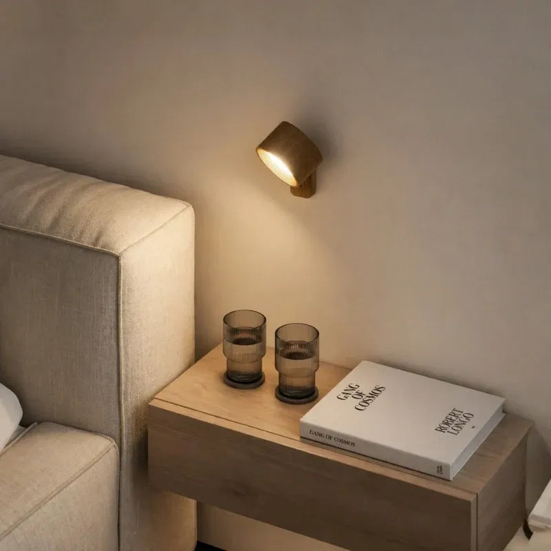 Cordless Magnetic Wall Lamp with 360 Rotation and Dimmable Warm Light for Bedside