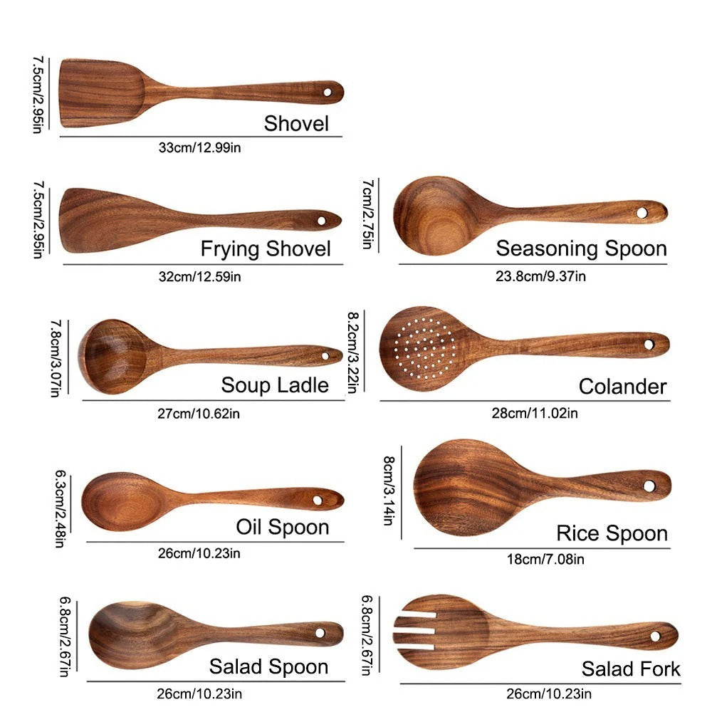 Teak Wood Kitchen Utensil Set