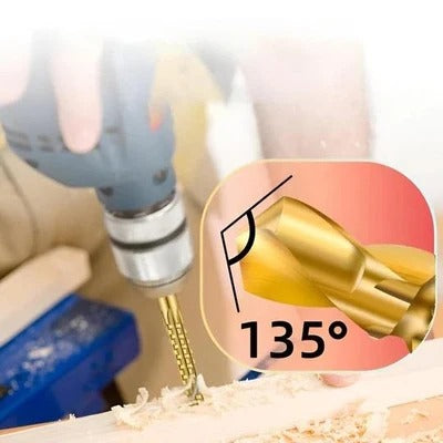 Titanium-Coated Cobalt Drill Bit Set (6-Piece)