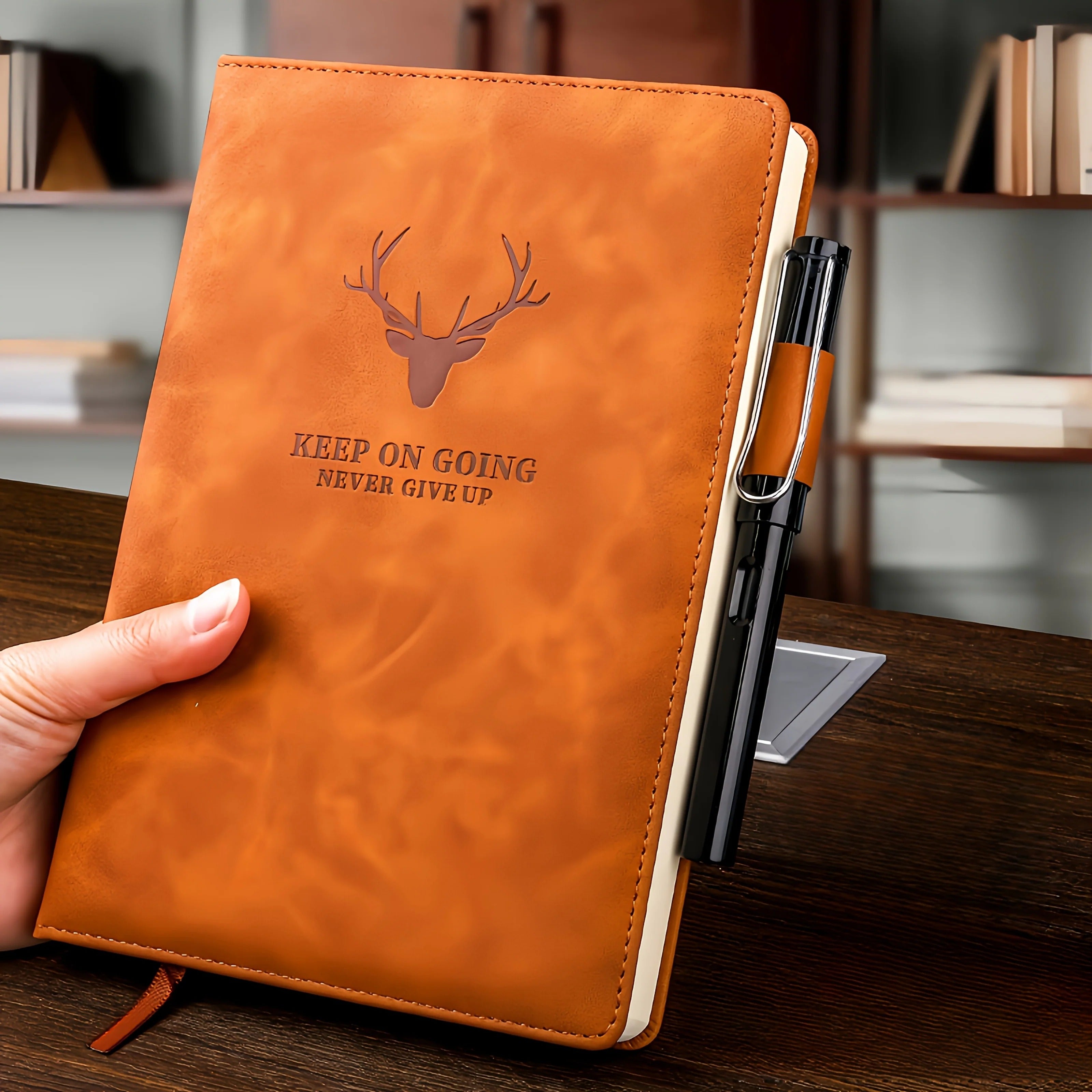 360-Page Faux Leather Notebook with Bookmark
