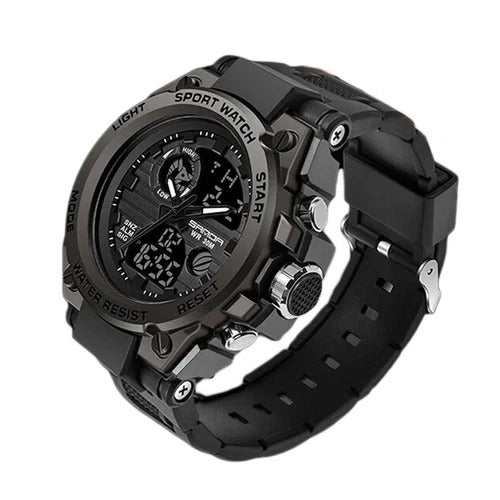 Tactical Sport Watch with Dual Time Zones and LED Backlight