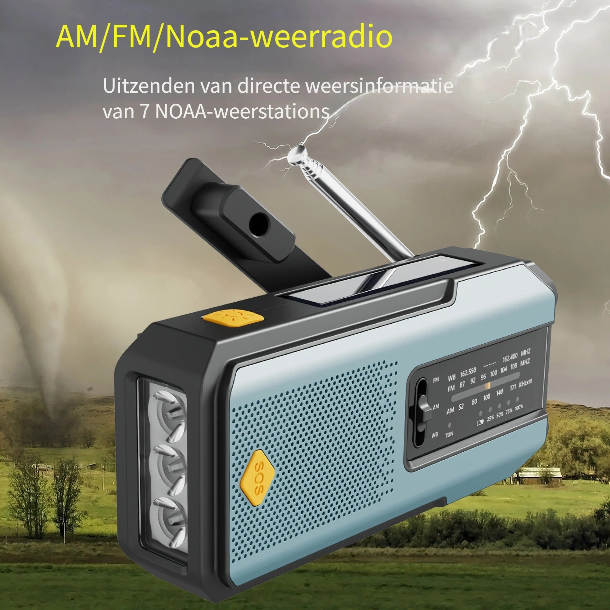 Hand Crank Emergency Radio with Solar and Flashlight