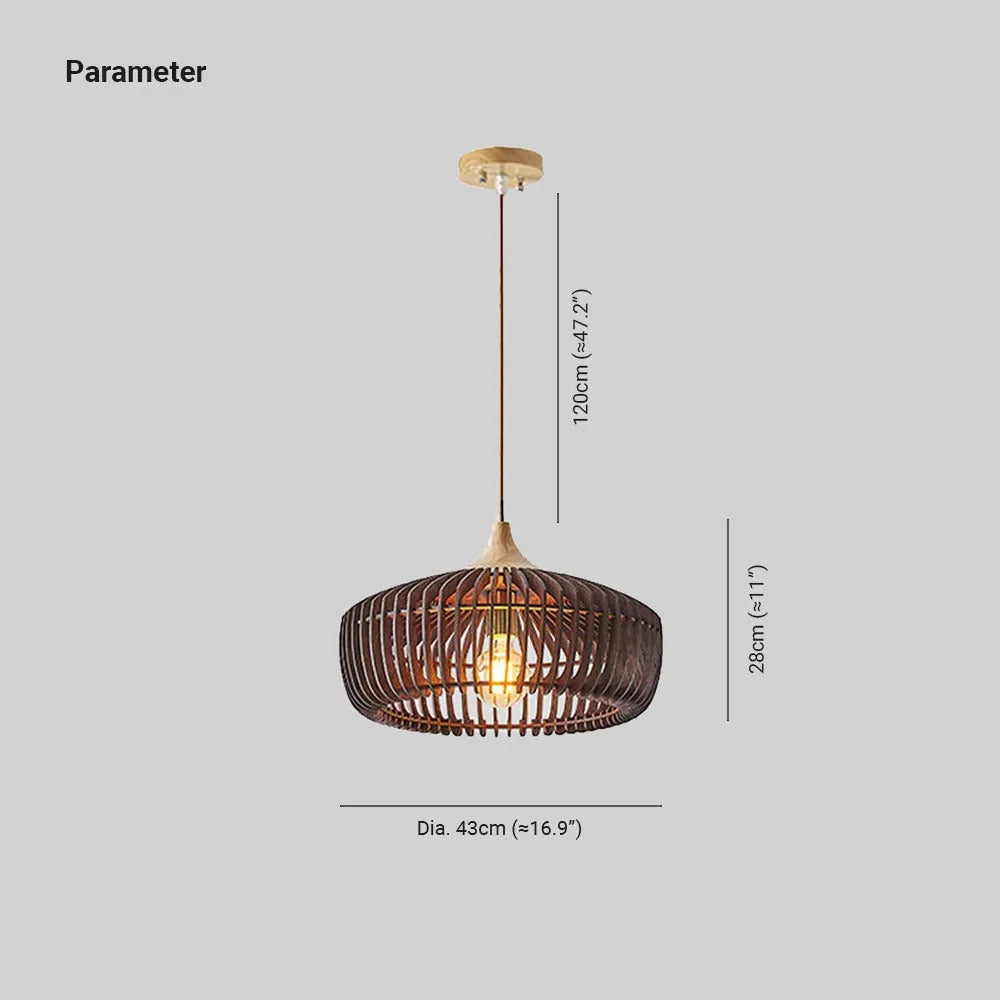 Japandi Wood Dome Pendant Light for Living Room and Bedroom