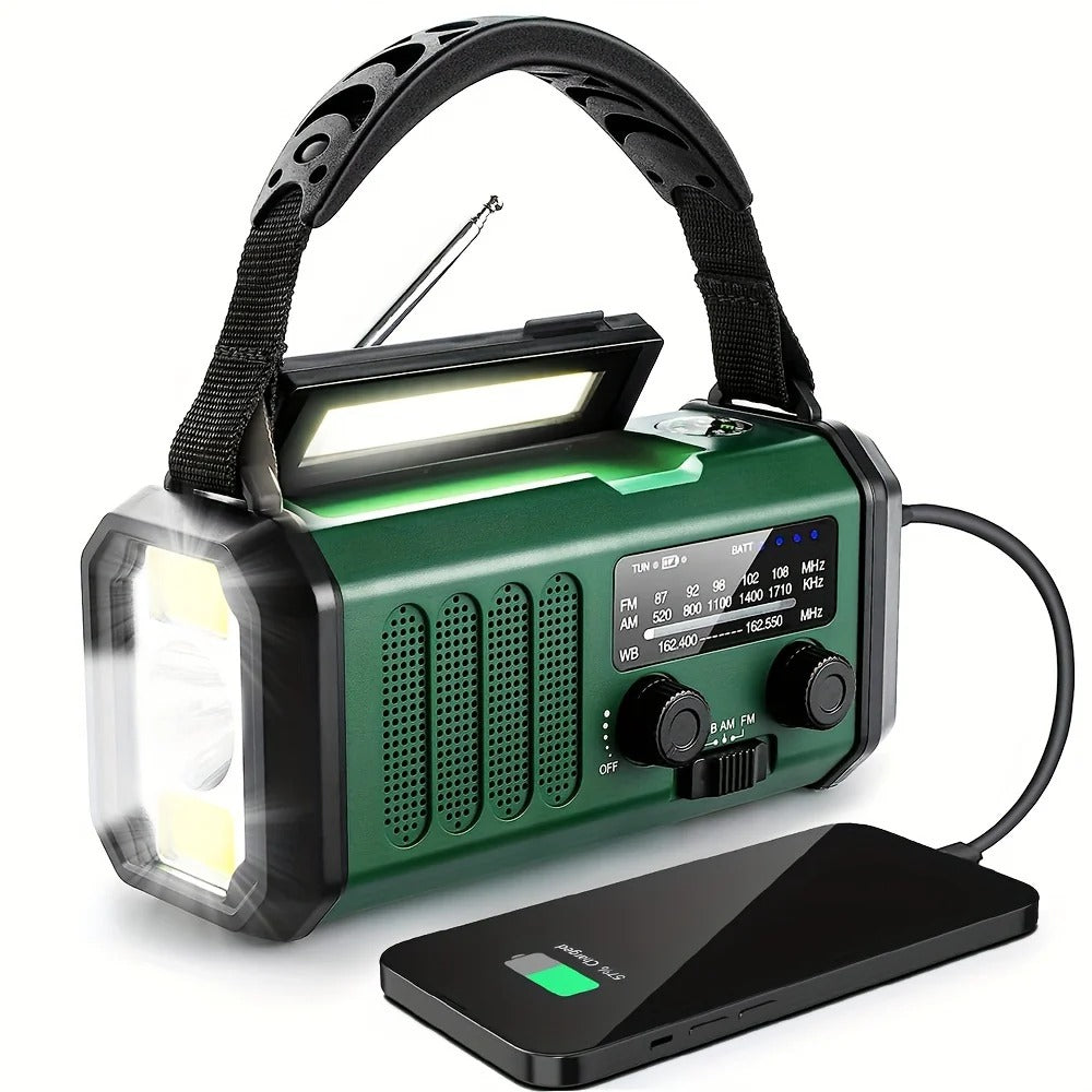 Emergency Crank Radio with Solar Panel and Power Bank