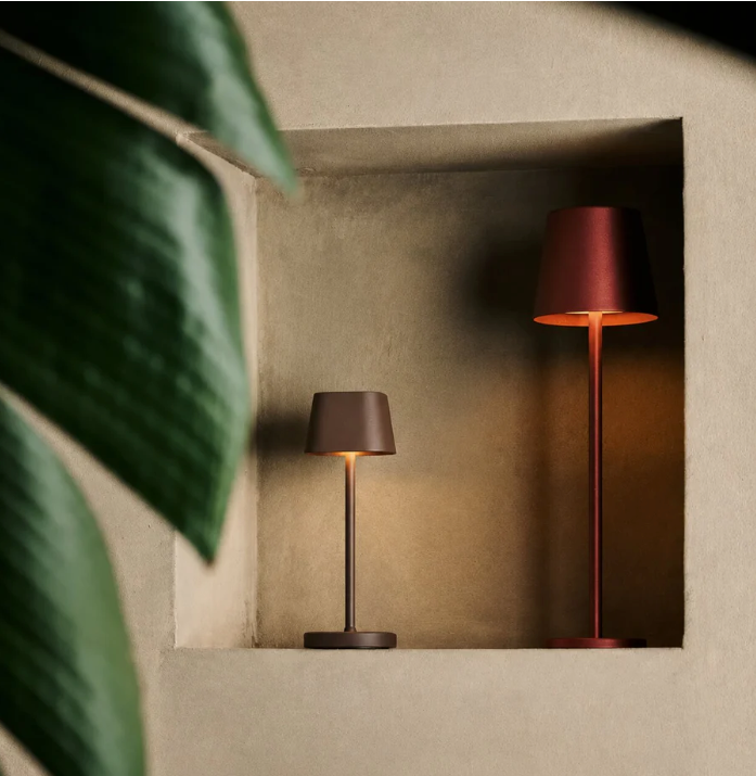 Mocha Brown Metal Cordless Rechargeable Dimmable Table Lamp for Bedside